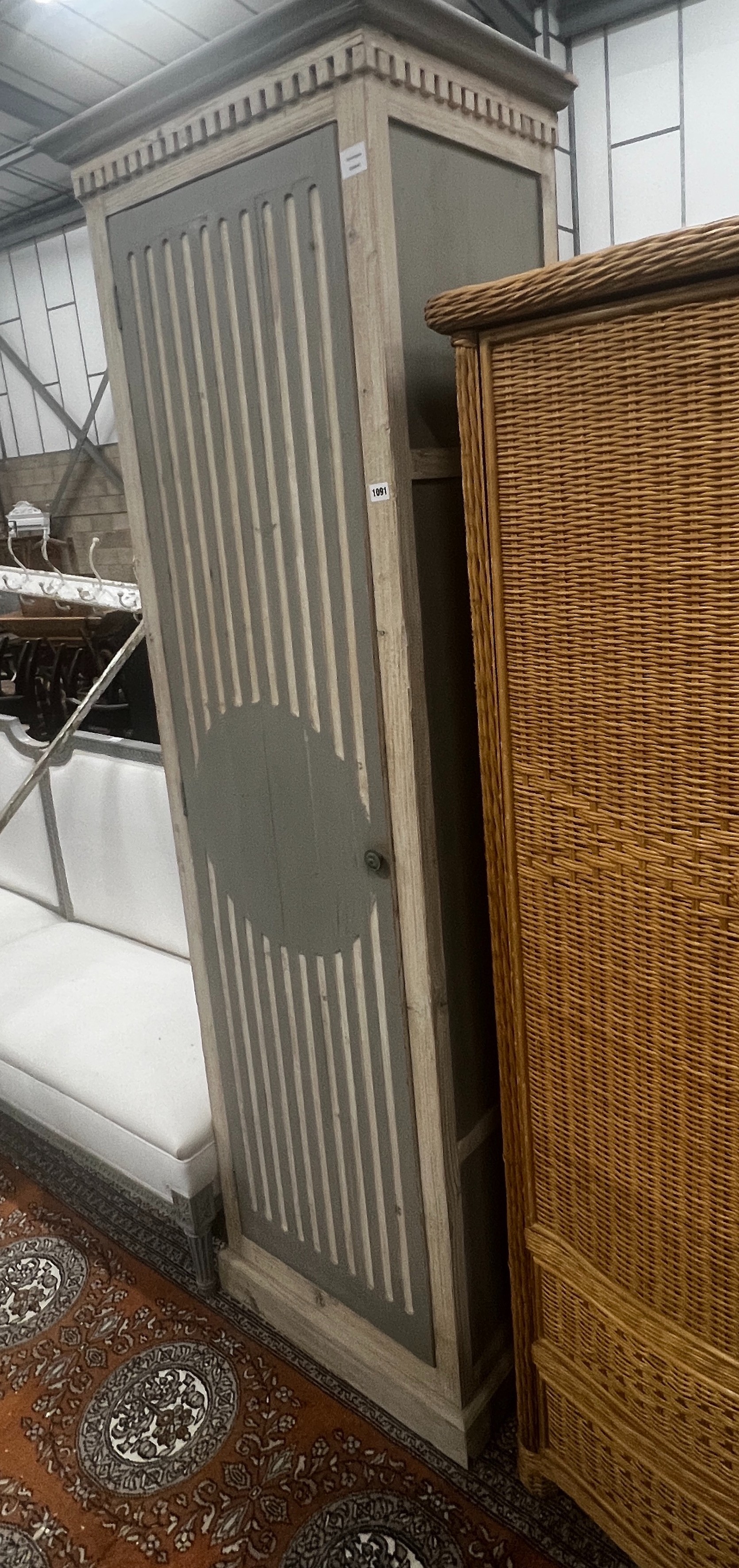 A contemporary Oka painted narrow wardrobe, width 72cm, depth 50cm, height 219cm